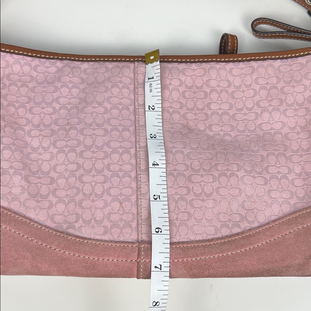 Coach Y2K Baby Pink Signature Monogram Suede Jacquard Hobo Shoulder Bag F10945 - Picture 16 of 16